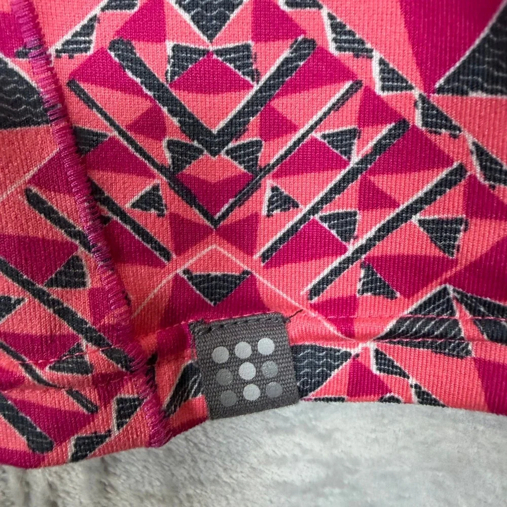 Title Nine Dream Dress Womens Medium Pink Geometric Print Zip Pocket‎ Cap Sleeve
